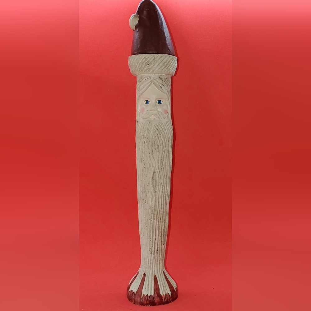 Two Candlestick Style Wooden Santa Claus Figurines - Picture 5 of 10